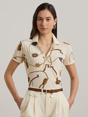 Lauren Ralph Lauren Kiewick Belting Print Polo Shirt - Image 1 of 8