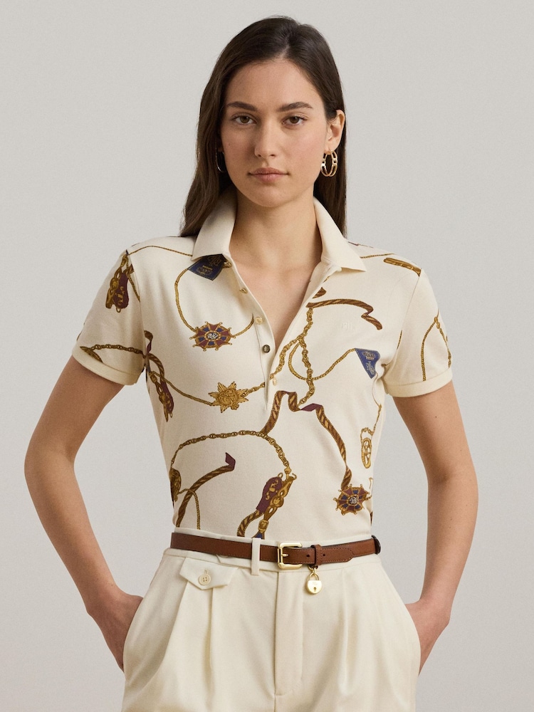 Lauren Ralph Lauren Kiewick Belting Print Polo Shirt - Image 1 of 8