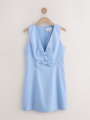 Pastel Blue Sleeveless Bow Front Mini Dress - Image 5 of 7