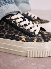 Leopardji potisk - Platneni športni copati z vezalkami in debelim podplatom Forever Comfort® - Slika 3 iz 8