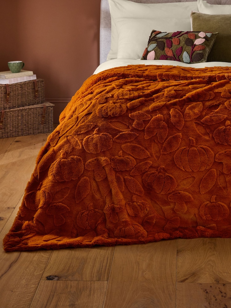 Orange Cut Fur Pumpkin Throw - Image 1 of 5