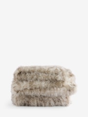 Grey Snow Leopard Print Faux Fur Throw - Image 5 of 5