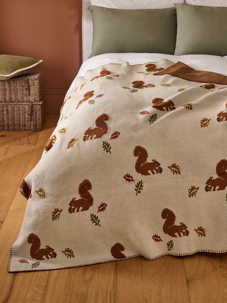 Natural Knitted Squirrel Throw - Image 1 of 5 Natural Knitted Squirrel Throw - Image 1 of 5