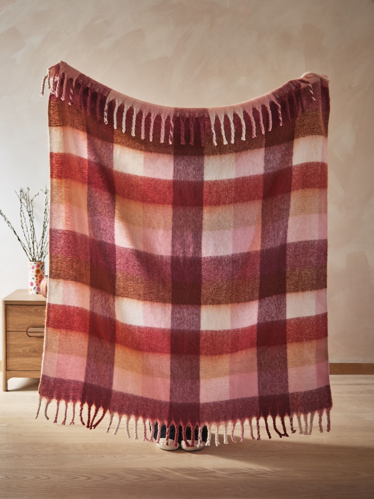 Buy Orange Cosy Check Throw from Next India