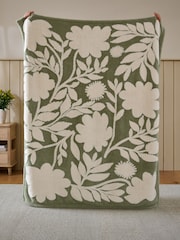 Sage Green Sage Floral Fleece Throw - Image 4 of 5