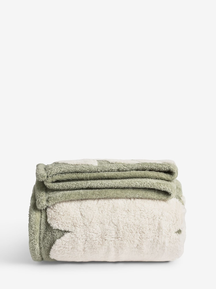Sage Green Sage Floral Fleece Throw - Image 5 of 5