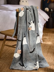 Grey Halloween Print Fleece Throw - Image 2 of 4