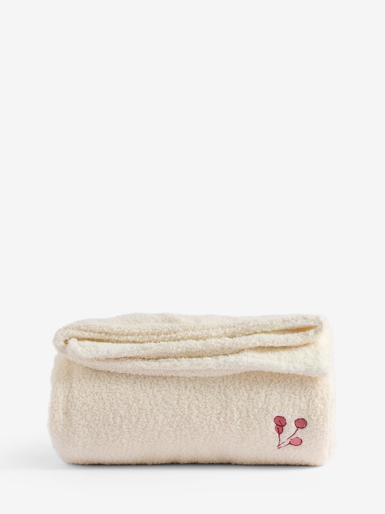 Red Embroidered Toadstool Borg Throw - Image 1 of 1