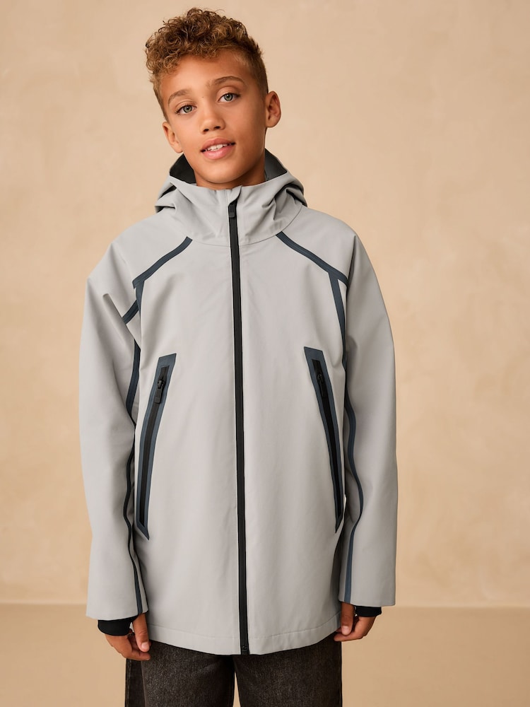 Grey Waterproof Reflective Fleece Lined Anorak (3-16yrs) - Image 1 of 10 Grey Waterproof Reflective Fleece Lined Anorak (3-16yrs) - Image 1 of 10