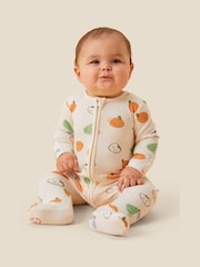 MORI Cotton & Bamboo Fruit Print Zip Up Sleepsuit - Imagen 1 de 4