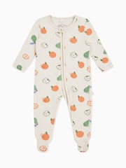 MORI Cotton & Bamboo Fruit Print Zip Up Sleepsuit - Imagen 4 de 4
