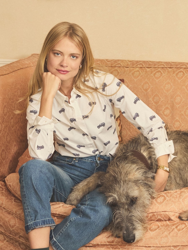 Joules X Eleanor Tomlinson White 4x4 Cotton-Rich Jersey Shirt - Image 1 of 8
