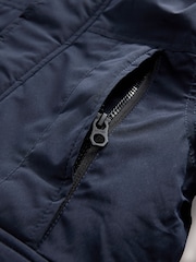 Navy Heavyweight Shower Resistant Faux Fur Trim Parka Coat (3-16yrs) - Image 4 of 7