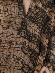 Religion Brown Sunset Maxi Shirt Dress With A Tiered Boho Style Skirt In Abstract Prints - Image 3 of 6