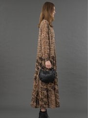 Religion Brown Sunset Maxi Shirt Dress With A Tiered Boho Style Skirt In Abstract Prints - Image 5 of 6