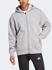 adidas Grey All SZN Fleece Full Zip Hoodie - Image 2 of 7