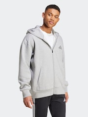 adidas Grey All SZN Fleece Full Zip Hoodie - Image 4 of 7