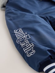 Navy Hooded Varsity Bomber Jacket (3-16yrs) - Image 11 of 11