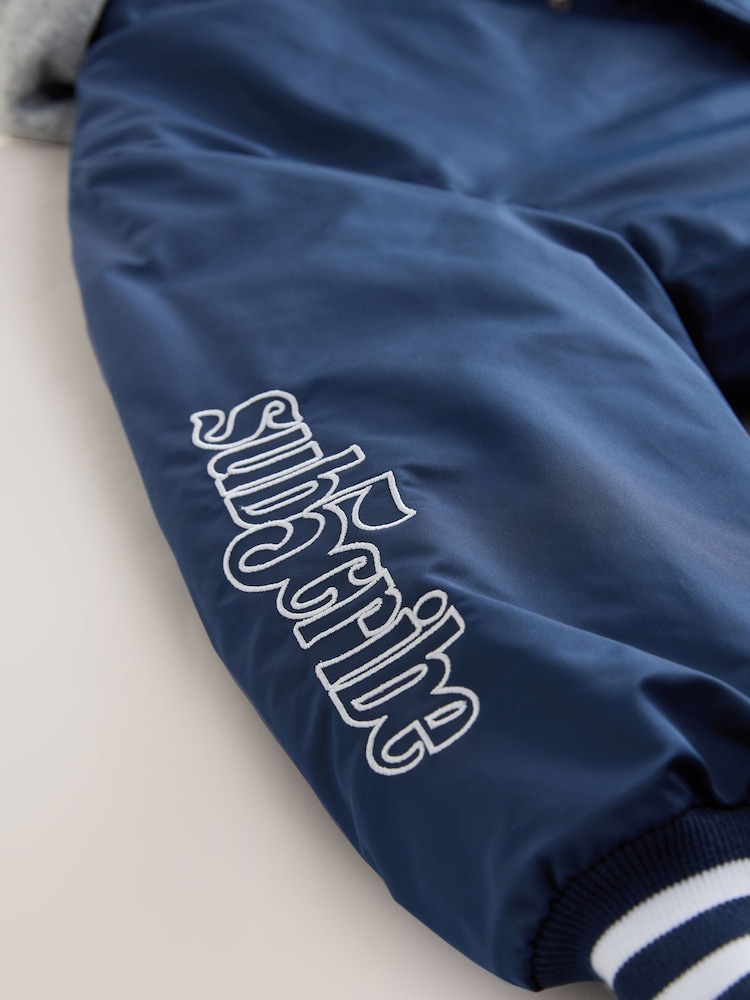 Navy Hooded Varsity Bomber Jacket (3-16yrs) - Image 11 of 11 Navy Hooded Varsity Bomber Jacket (3-16yrs) - Image 11 of 11