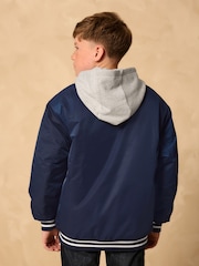 Navy Hooded Varsity Bomber Jacket (3-16yrs) - Image 4 of 11