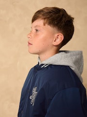 Navy Hooded Varsity Bomber Jacket (3-16yrs) - Image 5 of 11