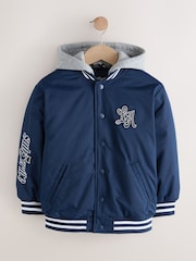 Navy Hooded Varsity Bomber Jacket (3-16yrs) - Image 6 of 11