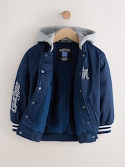 Navy Hooded Varsity Bomber Jacket (3-16yrs) - Image 7 of 11
