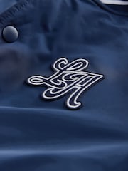 Navy Hooded Varsity Bomber Jacket (3-16yrs) - Image 9 of 11