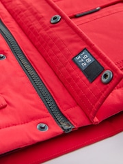 Red Heavyweight Shower Resistant Faux Fur Trim Parka Coat (3-16yrs) - Image 6 of 7