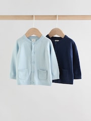 Blue 100% Cotton Knitted Baby Cardigans 2 Pack (0mths-3yrs) - Image 1 of 12