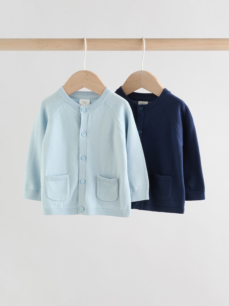 Blue 100% Cotton Knitted Baby Cardigans 2 Pack (0mths-3yrs) - Image 1 of 12