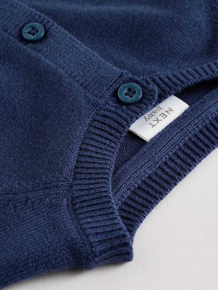 Buy Blue 100% Cotton Knitted Baby Cardigans Pack (0mths-3yrs