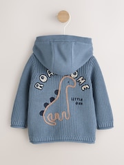 Navy Dinosaur Print Embroidered Baby Knitted Hooded Cardigan (0mths-2yrs) - Image 2 of 7