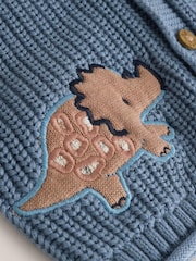 Navy Dinosaur Print Embroidered Baby Knitted Hooded Cardigan (0mths-2yrs) - Image 7 of 7