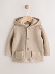 Natural Baby Knitted Hooded Cardigan (0mths-2yrs) - Image 1 of 8