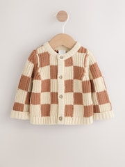Natural Checkerboard Baby Knitted Cardigan (0mths-2yrs) - Image 5 of 8
