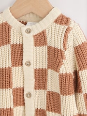 Natural Checkerboard Baby Knitted Cardigan (0mths-2yrs) - Image 6 of 8
