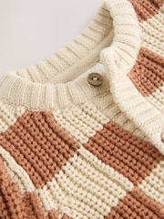 Natural Checkerboard Baby Knitted Cardigan (0mths-2yrs) - Image 7 of 8