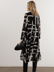 Religion Black High Low Midi Shirt Dress In Bold Monochrome Abstract Print - Image 4 of 6