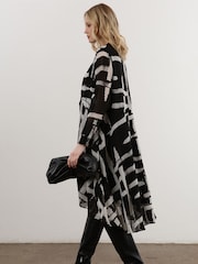 Religion Black High Low Midi Shirt Dress In Bold Monochrome Abstract Print - Image 6 of 6
