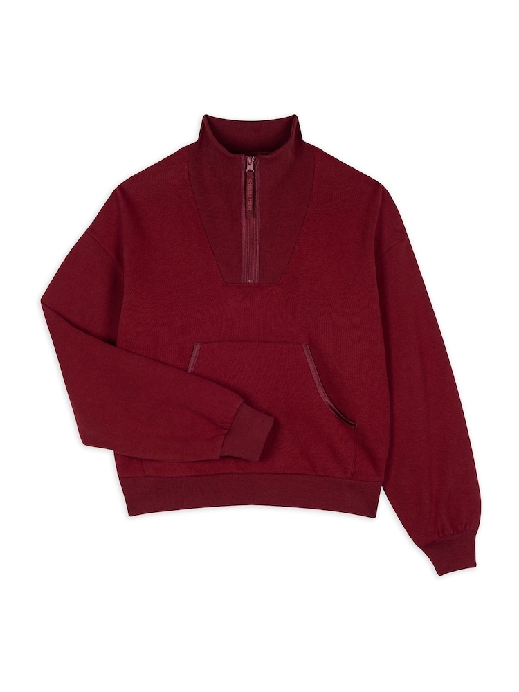 Chelsea Peers Red 100% Cotton Quarter Zip Funnel Sweater - Image 2 of 3