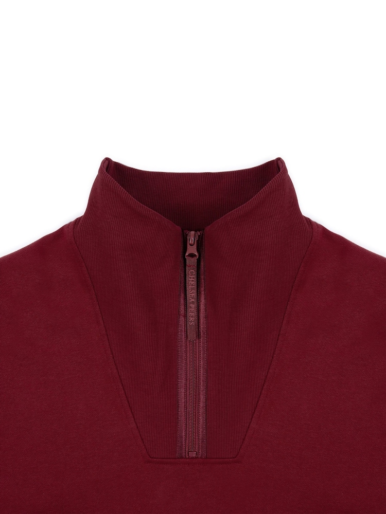 Chelsea Peers Red 100% Cotton Quarter Zip Funnel Sweater - Image 3 of 3