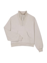 Chelsea Peers Natural 100% Cotton Quarter Zip Funnel Sweater - Image 2 of 3
