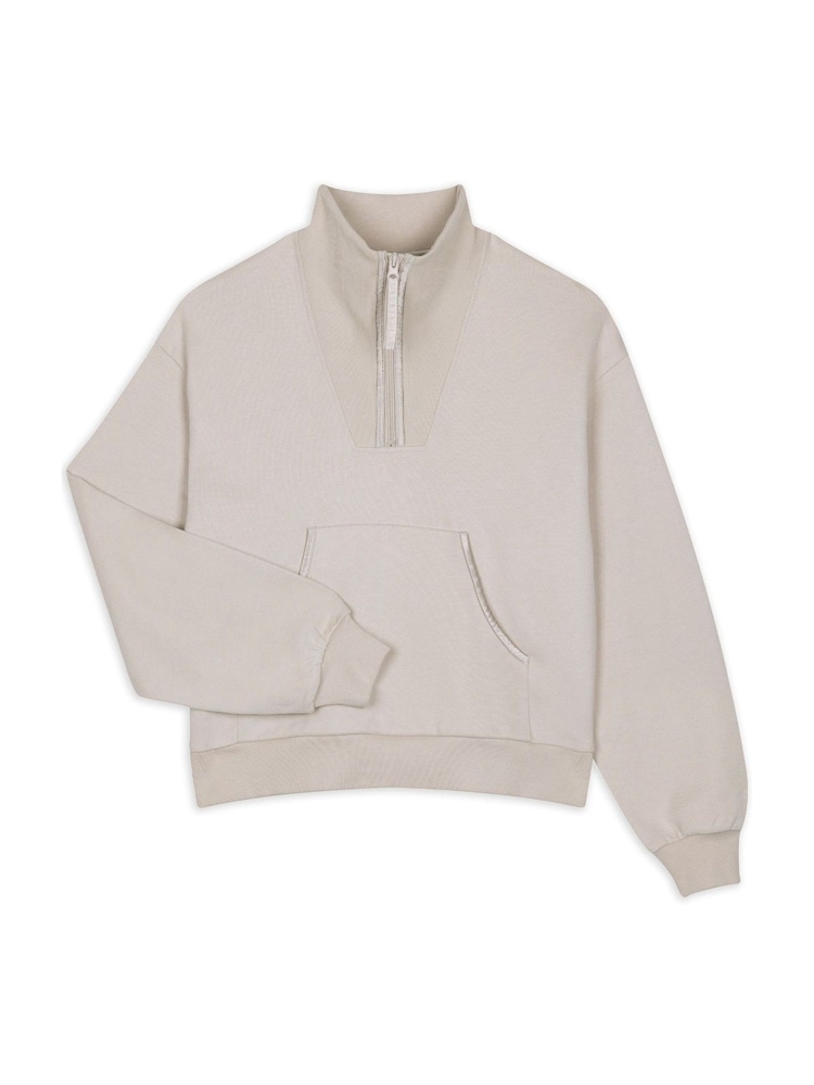 Chelsea Peers Natural 100% Cotton Quarter Zip Funnel Sweater - Image 2 of 3