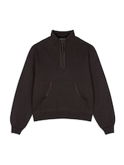 Chelsea Peers Brown 100% Cotton Quarter Zip Funnel Sweater - Image 1 of 3
