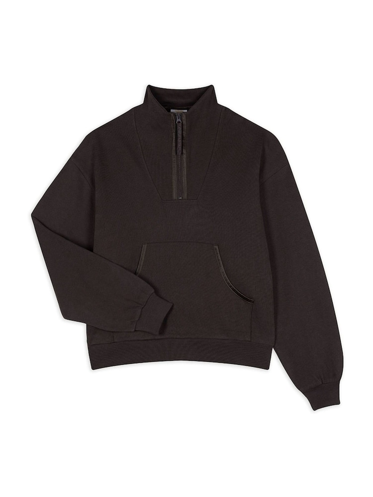 Chelsea Peers Brown 100% Cotton Quarter Zip Funnel Sweater - Image 2 of 3