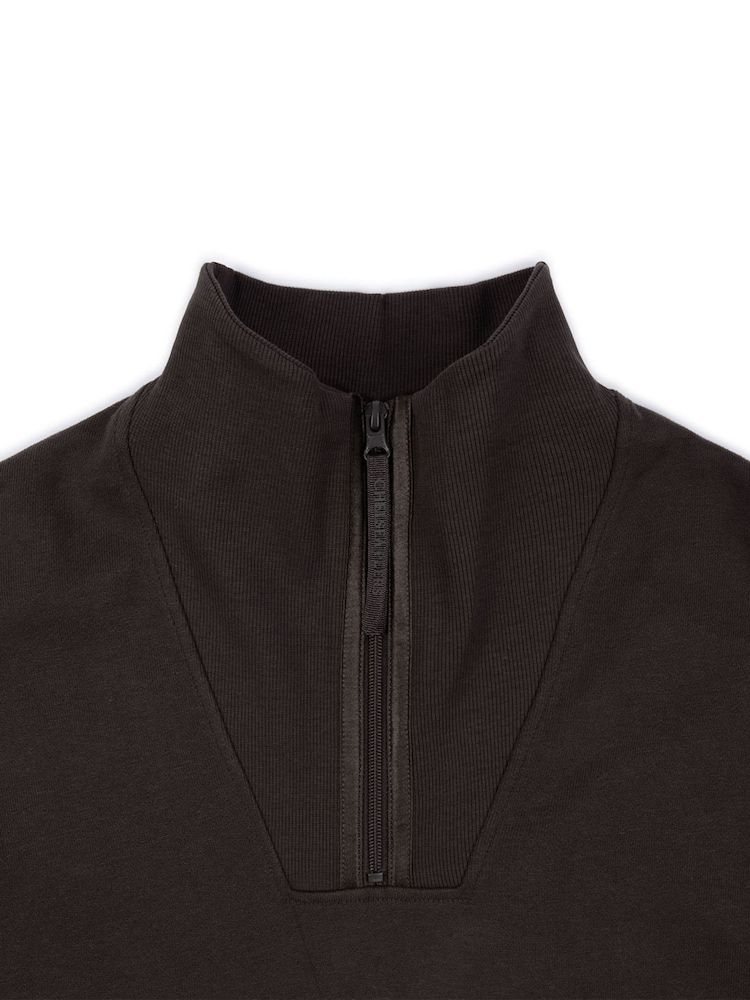 Chelsea Peers Brown 100% Cotton Quarter Zip Funnel Sweater - Image 3 of 3