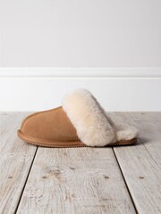 Chelsea Peers Natural Suede Sheepskin Mule Slippers - Image 1 of 5