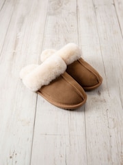 Chelsea Peers Natural Suede Sheepskin Mule Slippers - Image 3 of 5