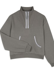 Chelsea Peers Grey 100% Cotton Quarter Zip Funnel Sweater - Image 2 of 3